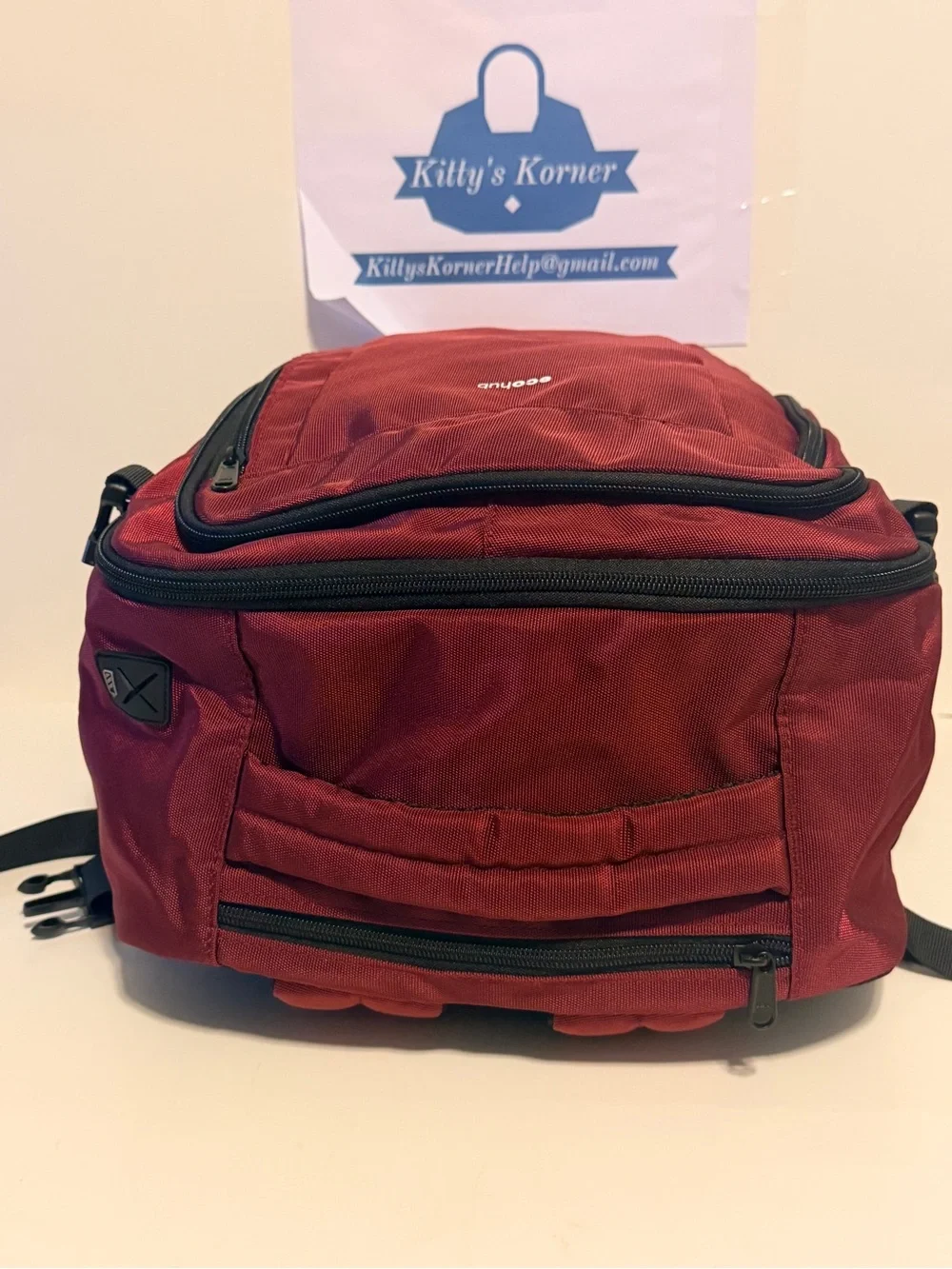 NWOT EcoHub Unisex Travel Backpack-Red/Burgundy Color